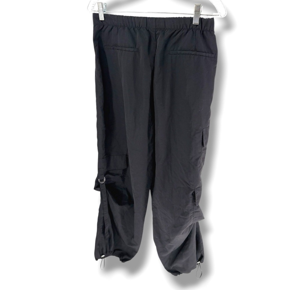 Zara Black Cargo Pants Womens Small D-Ring Utility Joggers Toggle Hem Techwear
